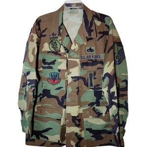 Camo military button up heavy shirt jacket Size Large Regular